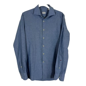 Glanshirt Mens Long Sleeve Oxford Shirt Chambray Blue Size 16/41 - Picture 1 of 8