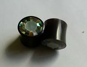 1 Pair MOP Mother of Pearl Abalone Shell Circle Swirl Horn Ear Plugs Gauges - Picture 1 of 2