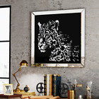 Wandbild Kristall Leopard Glasbild Wohnzimmer Wanddeko Deko Luxus Weiß Schwarz