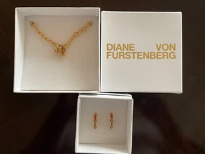 Diane von Furstenberg Regenbogen Swarovski Kristall Knebel Halskette Ohrringe Set Neu mit Etikett - Bild 1 von 4
