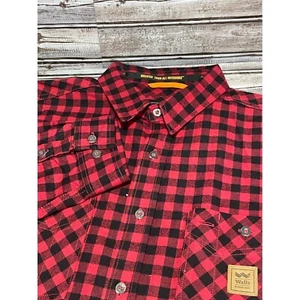 Walls Heavy Flannel Button Up Shirt Red Black EUC Mens Size XL - Picture 1 of 6