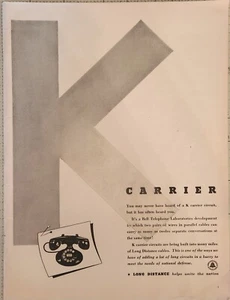 1941 Bell System Vintage Ad 14 x 10 K carrier circuit - Picture 1 of 1