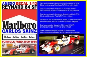 ANEXO DECAL 1/43 REYNARD 84 SF FORMULA FORD 1984 CARLOS SAINZ (07) - Imagen 1 de 1