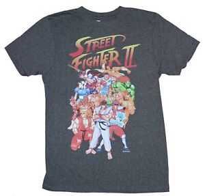 Street Fighter II Adult New T-Shirt - Massive Character Cast Under Logo