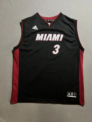Camiseta deportiva de baloncesto Adidas NBA Miami Heat Dwyane Wade #3 juvenil talla XL 18-20 negra. Foto 1 de 4
