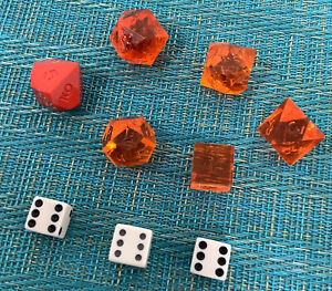 D&D dice set curated 9 piece polyhedral -translucent orange J221