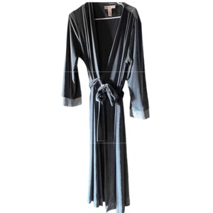 Vintage Oscar de la Renta Pink Label grau silber Samt Morgenmantel groß/extra groß - Bild 1 von 9