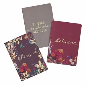 Blessed Is She Notebook Set in Eggplant, Burgundy and Grey with Gold-Foil - Picture 1 of 5