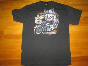 1989 Vtg 1980s Harley Davidson Motorcycles survivors Wolf 3d Emblem T SHirt USA - Picture 1 of 6