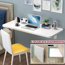 Folding Wall Mounted Desk Small Wall Drop-Leaf Table PC Computer Desk Bookshelf