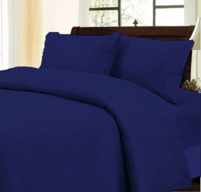 1000 TC Egyptian Cotton Soft Duvet Collection US Sizes Navy Blue Solid - Image 1 of 4