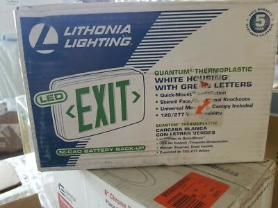 Iluminación LITHONIA ED iluminación de salida con letras verdes 142AN7  Foto 1 de 2