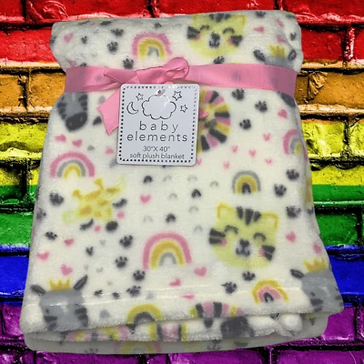 NUEVO Estampado de Patas León Cebra Jirafa Arco Iris Corazones Felpa Bebé Manta Elementos Foto 1 de 4