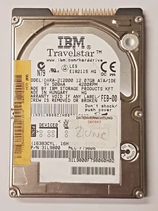 12.07 GB Ide IBM Travelstar DARA-212000 4200rpm 2MB HDD 2,5 " Internal Hard - Picture 1 of 1