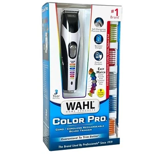 Wahl Color Pro CORD / CORDLESS RECHARGEABLE BEARD TRIMMER 8-Comb Precision Blade - Picture 1 of 12