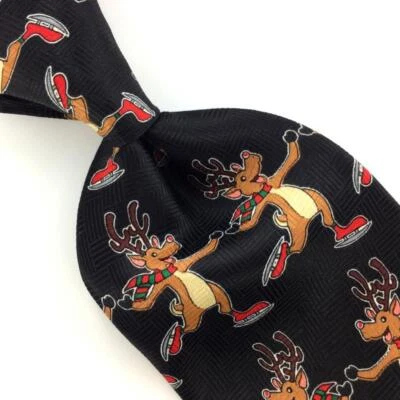 НАРКОМАНИЯ ОЛЕНЬ черный коричневый Рождество мужской галстук галстук #XO-268 новый - Изображение 1 из 3