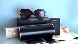 Bvlgari 8217-B 504/13 Butterfly Brown Havana Sunglasses $750 NIB #12 - Picture 1 of 9