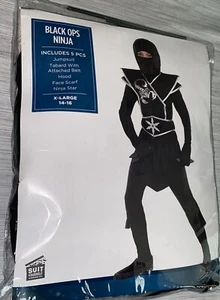 Amscan Black Ops Ninja Child Costume Size X Large 14-16 5 Pieces outfit New - Picture 1 of 6
