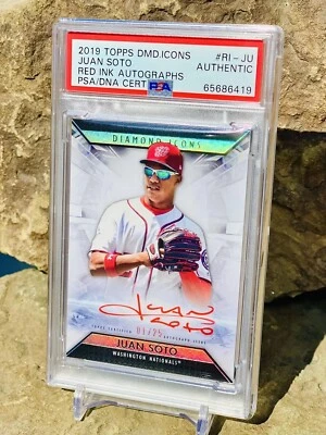 Juan Soto Red Ink Auto 1/25 2019 Flawless Diamond Icons 1st Soto Icons Card PSA - Image 1 of 4