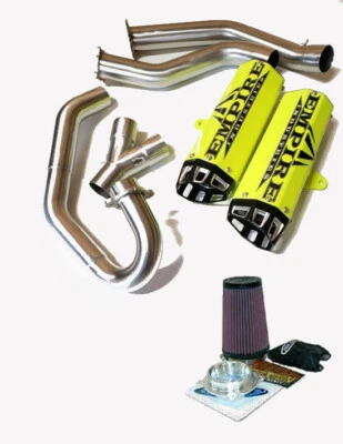 Empire Yellow Black Dual Full Exhaust Pipe System PD K&N Filter Raptor 700 2015+ - Image 1 of 3