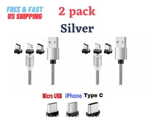 3in1 360+180° Magnetic Charger Fast Charging USB Cable for Type-C Micro USB IOS - Picture 1 of 13