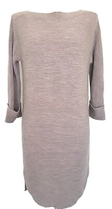 All Saints Merino Wool Sweater Knee Dress Small Heathered Toffee Boat Neck - Picture 1 of 4