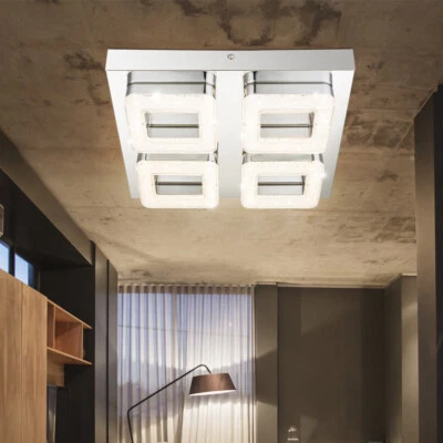 Plafoniera Lampada di Cristallo LED Lampadario Camera Letto Cromo L 32 CM - Immagine 1 di 4