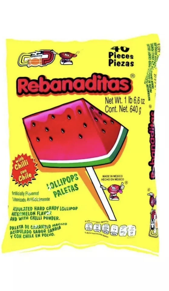 Vero Rebanaditas Sandía Chili Piruleta 40 Piezas Caramelo Mexicano Foto 1 de 2