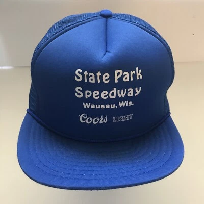 State Park Speedway Trucker Hat Blue Mesh Wausau Wisconsin Coors Light Beer Foam - Image 1 of 3