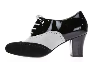 Shoes Of Prey Womens Black Gray Suede Patent Leather Ankle Booties Shoes Sz 38.5 - Picture 1 of 6