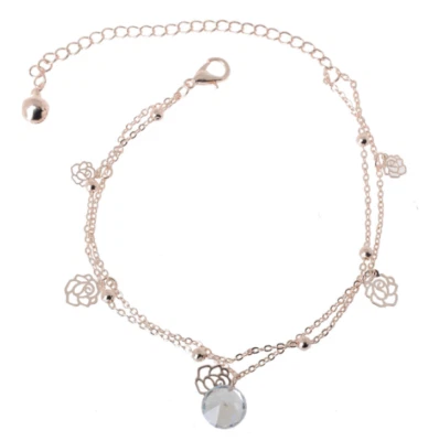 Pulsera tobillera mujer oro rosa cadena ajustable playa joyería pie gema Foto 1 de 3