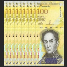 Lot 10 PCS, Venezuela 100000 (100,000) Bolivares, 2016/2017, P-NEW, UNC