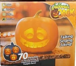Jabberin Jack 11" Jack-O-Lantern Talking Animated Pumpkin Head Halloween - Picture 1 of 5