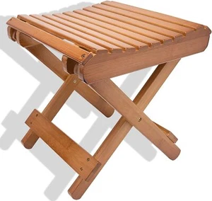 Folding Bamboo Step Stool - Slatted Design - Save Space and Portable - Picture 1 of 7