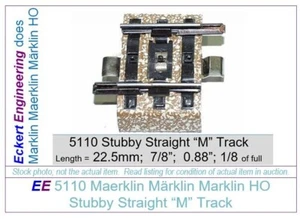 NEW 5110 Märklin HO Stubby "M" Track 22.5mm Long, tested: below 0.1 Ohm 3 ties - Picture 1 of 5