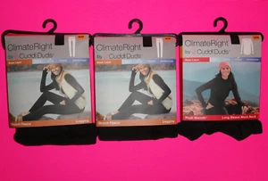 Women's M Climate Thermal Cuddl Duds Black Leggings + Top Fleece Base Layer Cold - Picture 1 of 15