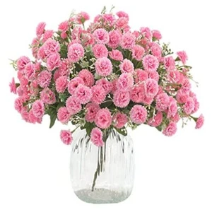 2pcs Small Carnation Artificial Flowers Bulk Fake Flower with Stems 2 Pack Pink - Picture 1 of 5