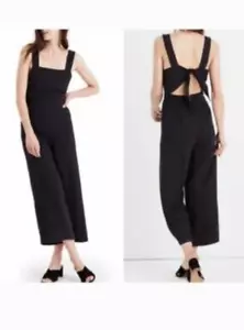 NWOT Madewell Navy blue open back With Bow Detail jumpsuit 8 M - Picture 1 of 8