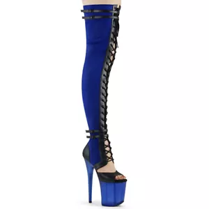 Pleaser 8" Heel 4" Pf Lace Up Front Thigh High Boots Women Shoes Flamingo/3 sz 9 - Picture 1 of 1