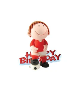 Football Cake Topper Footballer Red Happy Birthday Decoration - Picture 1 of 1