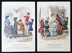 Lotto di 2 riproduzioni di stampe di moda -Costumes d'enfants, Moniteur de mode - Picture 1 of 1