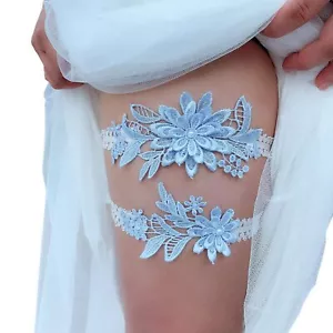 Bridal Wedding Garters Lace Flower Garter Set Stretch Garter Bride Leg Garter... - Picture 1 of 6