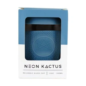 Taza de café de vidrio reutilizable de 340 ml Neon Kactus - azul para beber regalos - Imagen 1 de 3