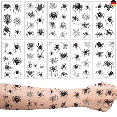 AJUNLKVDR Halloween Tattoo Gesicht,Halloween Tattoo,Kinder Tattoos Spinnen,Spinne Sticker
