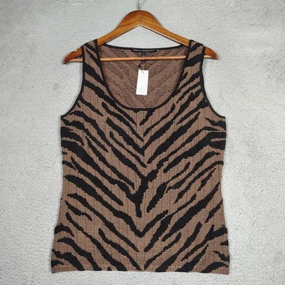 White House Black Market Tank Top Women L Soft Tiger Leather Knit Scoop Neck NWT - Image 1 of 4