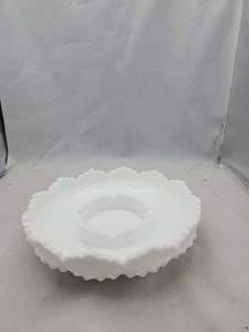 Vintage Fenton Hobnail Milk Glass Multipurpose Dish ~ Chip/Dip~Candle Holder - Picture 1 of 5