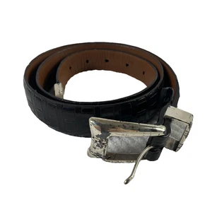 Brighton Onyx Gürtel Herren 36 schwarz Krokoprägung Leder Western Schnalle Made USA - Bild 1 von 16