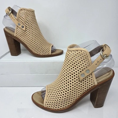 Womens Rag & Bone Wyatt Tan Perforated Leather Slingback Heel Sandals 36 /  US 6 - Image 1 of 4