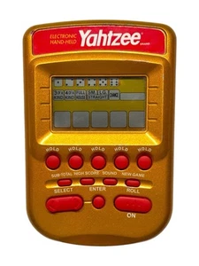 Vintage Yahtzee elektronisches Handheld-Spiel Gold & Rot Hasbro 2002 funktioniert super! - Bild 1 von 2