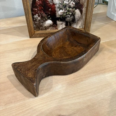 Hand Carved Wood Wine Glass Dough Bowl Holiday Christmas Friend Host Party Gift - Image 1 of 4